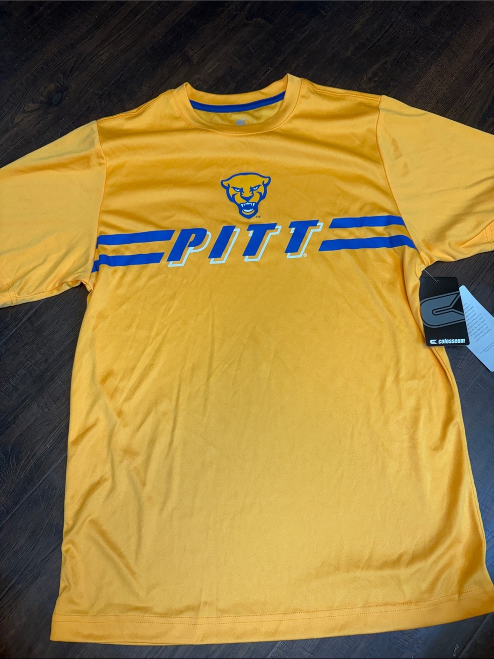 Colosseum NWT Men’s Sm Pitt Panthers University of Pittsburgh Shirt Yellow/Blue